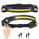 LED Headlamp Rechargeable Bright 2 XPE LED & COB LED Head Lamp 260° Wide Beam Headlight Waterproof Flashlight Motion Sensor 6 Modes Adjustable Headband for Outdoor Running Camping Hiking Fishing