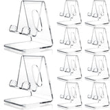 Suzile 10 Pcs Acrylic Cell Phone Stand Portable Clear Phone Holder Transparent Acrylic Phone Stand for Smartphone Accessories Office Desk