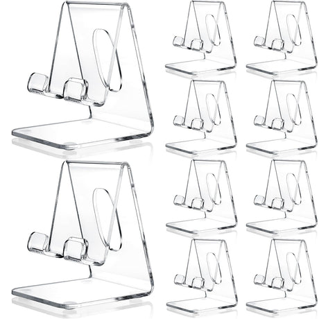 Suzile 10 Pcs Acrylic Cell Phone Stand Portable Clear Phone Holder Transparent Acrylic Phone Stand for Smartphone Accessories Office Desk