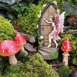 Miniature Fairy Knocking Door Statue for Garden Decor