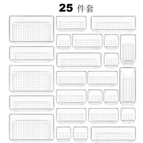 Home Plastic Transparent Drawer Storage Box Set (5 Sizes)