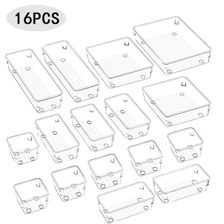 Home Plastic Transparent Drawer Storage Box Set (5 Sizes)