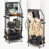 SOYEEZE Fishing Rod Holders for GarageFishing Gear Storage and Organization for Tackle Box and Fishing ReelsFishing Pole Holders for Fishing Equipment with Pegboard and Wheels