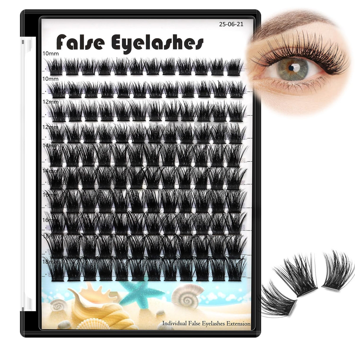 Large Tray- 120 Clusters Mixed 10-12-14-16mm/12-14-16mm Wide Stem Individual False Eyelashes D Curl Eyelashes Makeup DTY Eye Lashes Extensions (10-12-14-16-18mm)