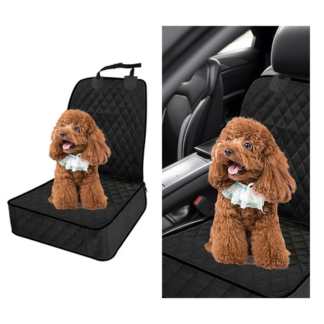 povtii Dog Car Seat Cover for Front Seat Waterproof Full Protection Dog Seat Cover with Side Flaps Non-Slip Scratchproof Captain Chair Cover for Pets Universal Car Accessories (Black)