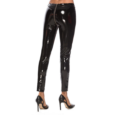 High Waist Slimming Patent Leather Skinny Pants