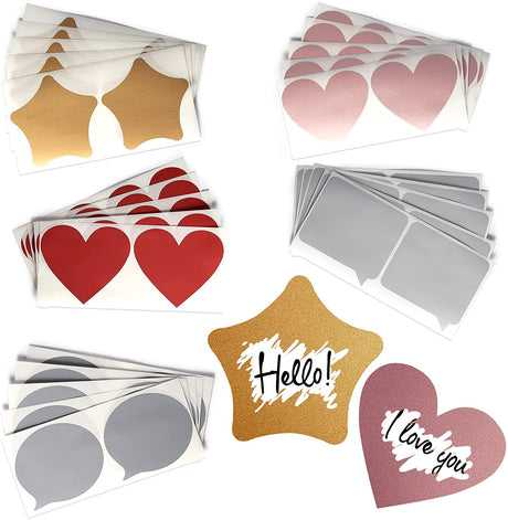 GET FRESH Scratch Off Cards - 50-pcs Scratch Off Glitter Scratch Etiketten Rubbelkarten Rubbelsticker Hochzeit Überraschung Rubbel Folie Rubbelaufkleber Scratch Off Label Card für Einklebebuchbuch