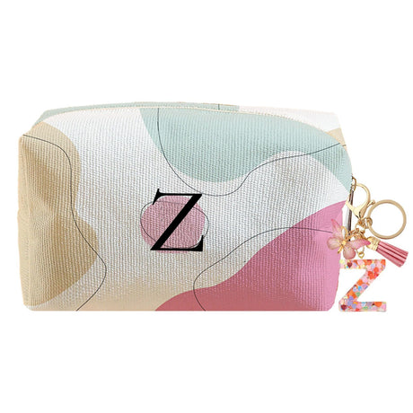 LYDZTION Personalized Initial Makeup Bag Letter Keychain Custom Makeup Cosmetic Bag for Women Mom Best Friend Teen Girls Birthday Wedding Personalized Anniversary Bridal Shower Gifts (Z)