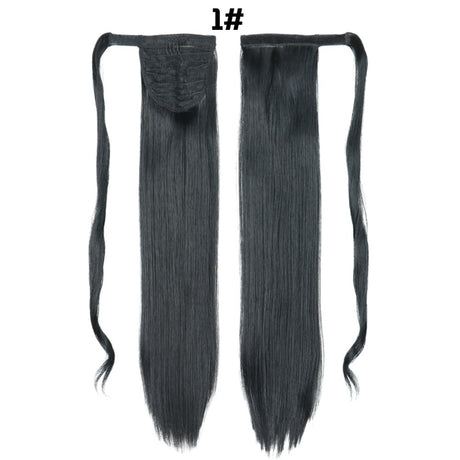 European American Long Straight Hair Velcro Ponytail