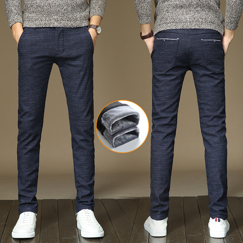 Thickened Fleece Men's Warm Casual Long Pants