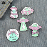 Cartoon Jewelry Alien Spaceship Brooch Accessory