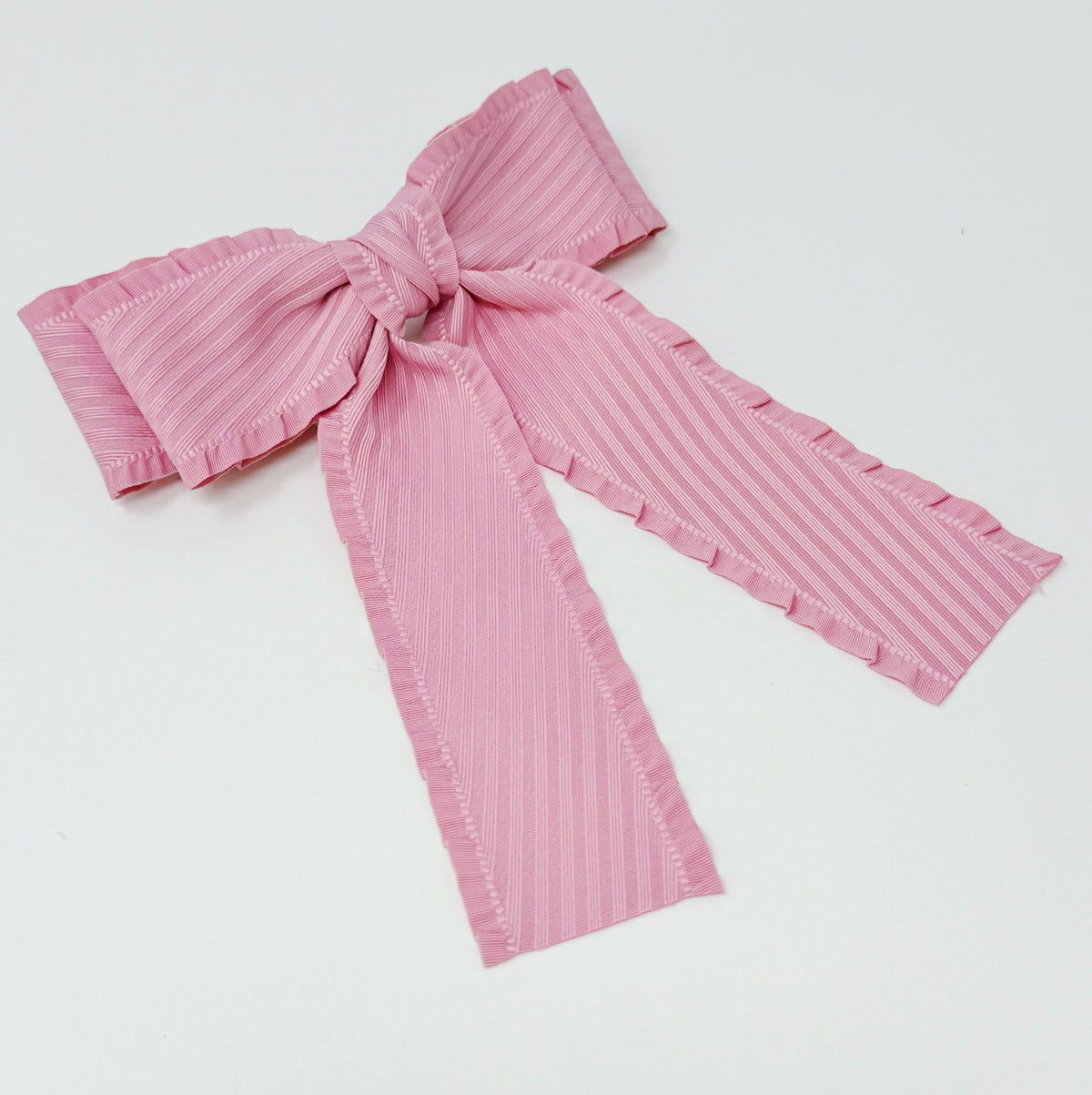 Frilled and Textured Doubled Bow Hair Clip