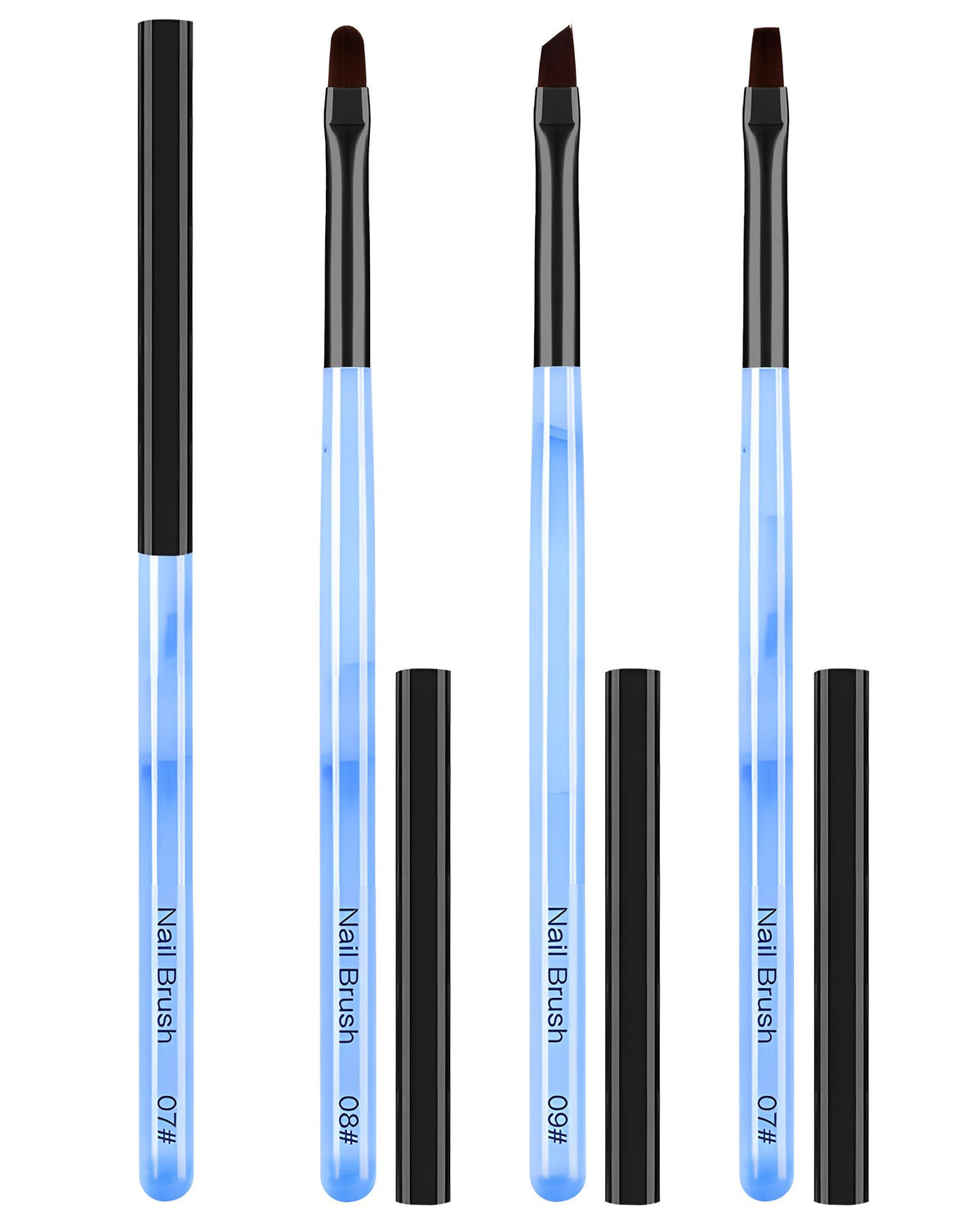 3PCS Nail Art Clean Up Brushes Round/Angled/flat Acetone Resistant Gel Nail Polish Remover Brush Nail Brushes for Tidying Up Polish Mishaps on Cuticles and Nail Art Designs（Marble Blue）