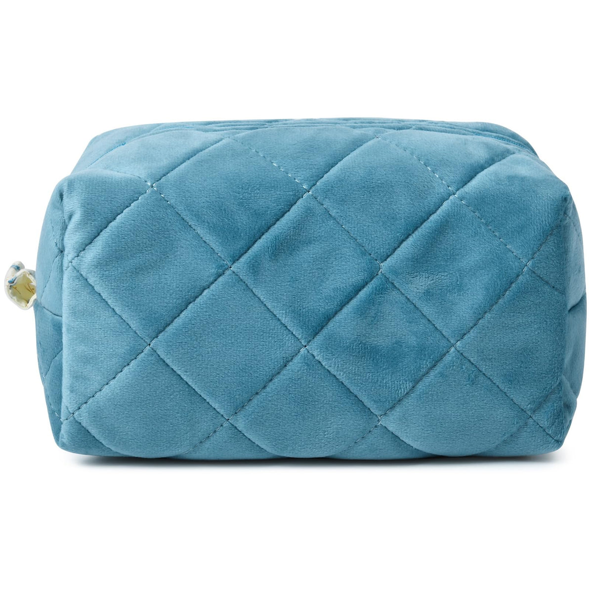 SOIDRAM Makeup Bag Terry Quilted Cosmetic Bag Puffy Coquette Makeup pouch Aesthetic Cotton Blue Travel Toiletry Bag Organizer Makeup Brushes Storage Bag for Women