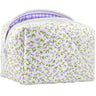 Sminra Makeup Bag Small Travel Quilted Cosmetic Bag Organizer Floral Checkered Cotton Coquette Aesthetic Portable Pouch Purse Toiletry Bag for Women Girls accessories (Purple floral check-s)