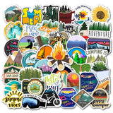 Outdoor Camping Stickers Adventure Hiking Sticker 50PCS Hapiuen Waterproof Vinyl Stickers for Water Bottle Laptop for Adults Teens Camper(Camping)