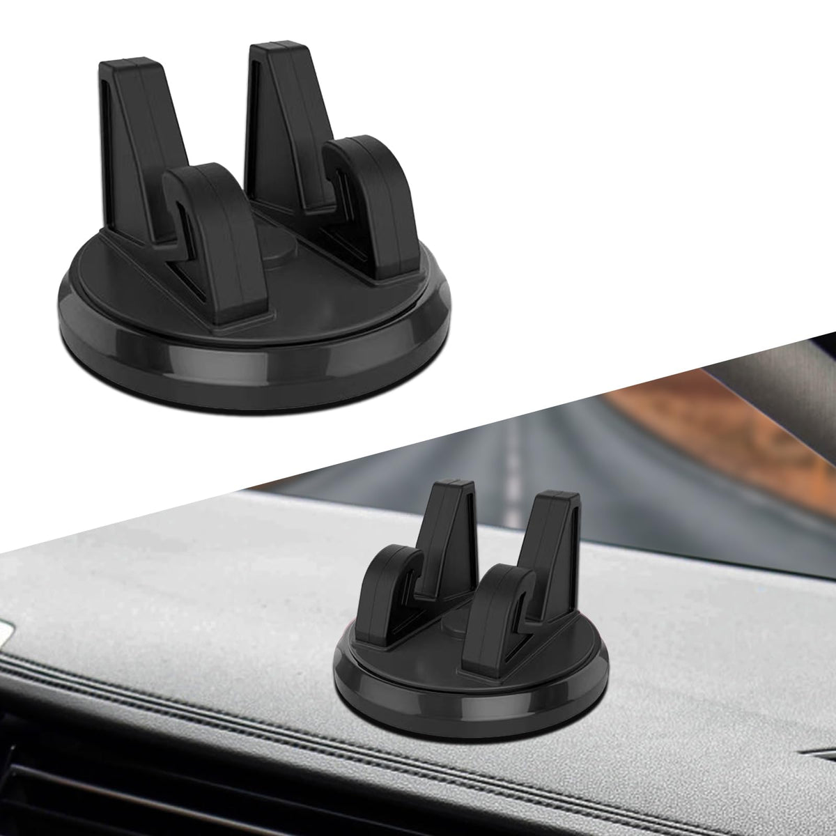 Nowkont Pack-1 Car Dashboard Navigation Bracket 360 Degree Rotating Waterproof Vehicle Cell Phone Holder Universal Automotive Phone Fixing Device Accessories for Truck SUV Car (Black)