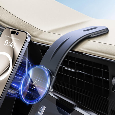 Arshot for MagSafe Car Mount Magnetic Phone Holder for Car Dashboard Windshield Touchscreen Bendable Aluminum Alloy Arm Phone Mount Car Accessories for iPhone 15 Pro Max Mini 14 13 12 All Phones