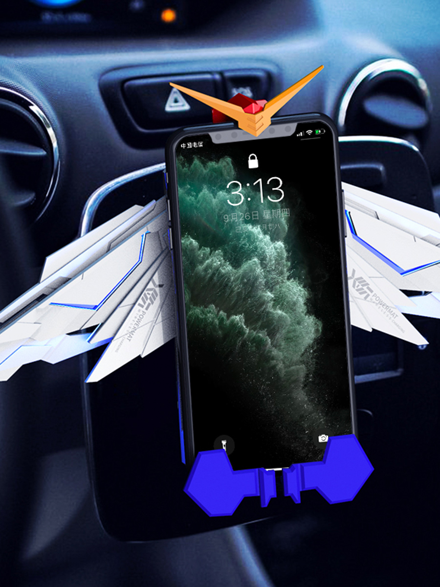 Car Mount Wireless Charger with Mechanical Wings