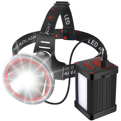 ErayLife LED Hunting Headlamp Rechargeable Super Bright High Lumens 12800mAh Headlamp Flashlight Battery Pack 90° Adjustable Waterproof Hardhat Headlamp for Outdoor Hunting Gear Camping Essentials