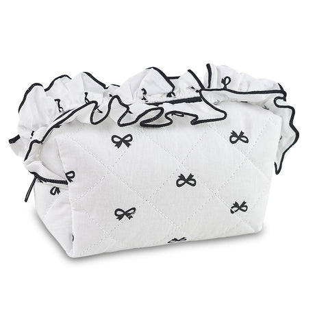 Quilted Makeup Bag Aesthetic Bow Cosmetics Bag Cute Coquette Makeup pouch Traval Toiletry Bag for Women Girls