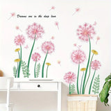 Pink Dandelion Wall Stickers for Home Decoration (2 Sheets)