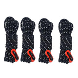 Tgpiao 4Pack Duty Camping Rope - 4mm Outdoor Reflective Guy Lines with Tensioner Adjuster Strong Nylon Cord for Tent Tarp Canopy Shelter Camping Hiking Backpacking (Black)