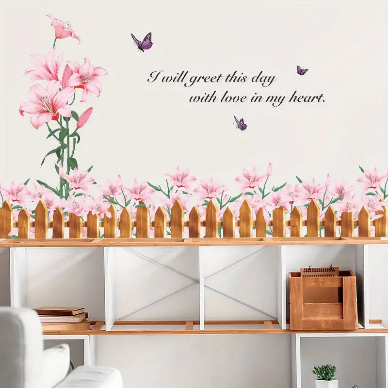 2 Wall Stickers with Pink Flower Slogan for Home Decor