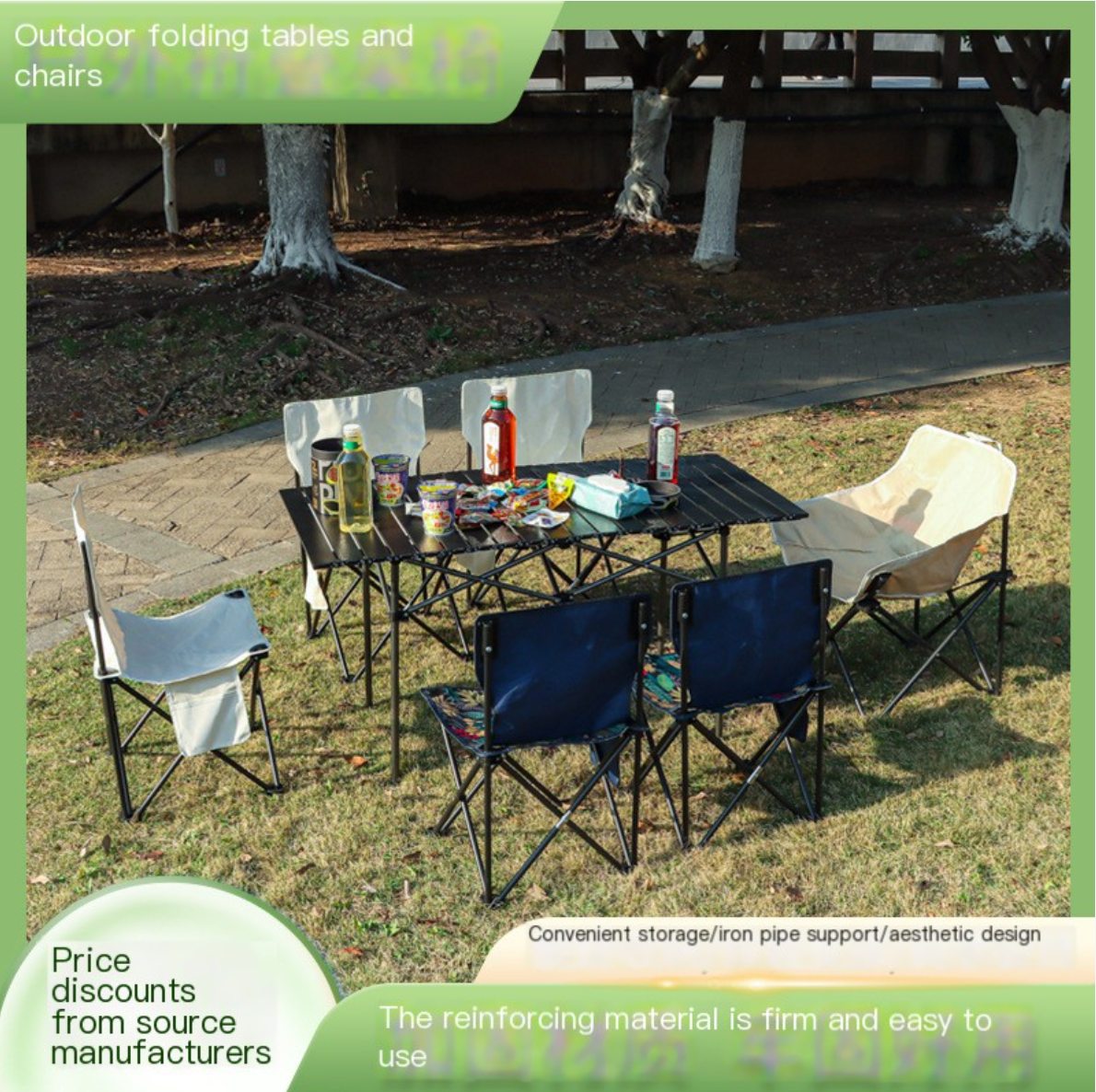 Outdoor Folding Table and Chair Set for Camping