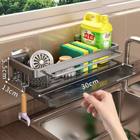 Wall-Mounted Kitchen Storage Rack with Drain Basket