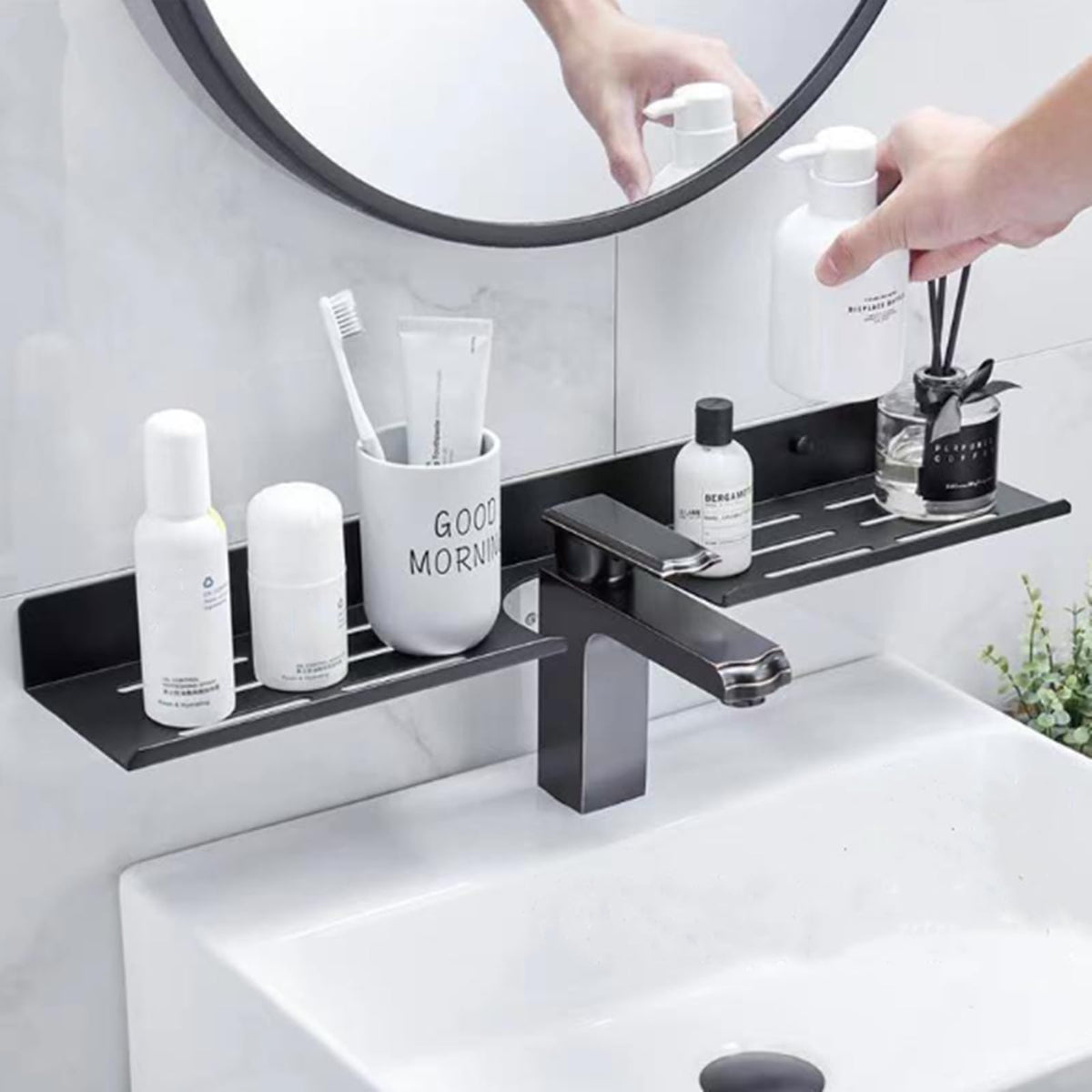 SetGame Metal Sink Shelf for Kitchen Organizer Over The Faucet - 24 Inch Bathroom Shelf Over The Sink Kitchen Dish Soap Rack Sponge Holder Organizers Storage Rack Over The Faucet