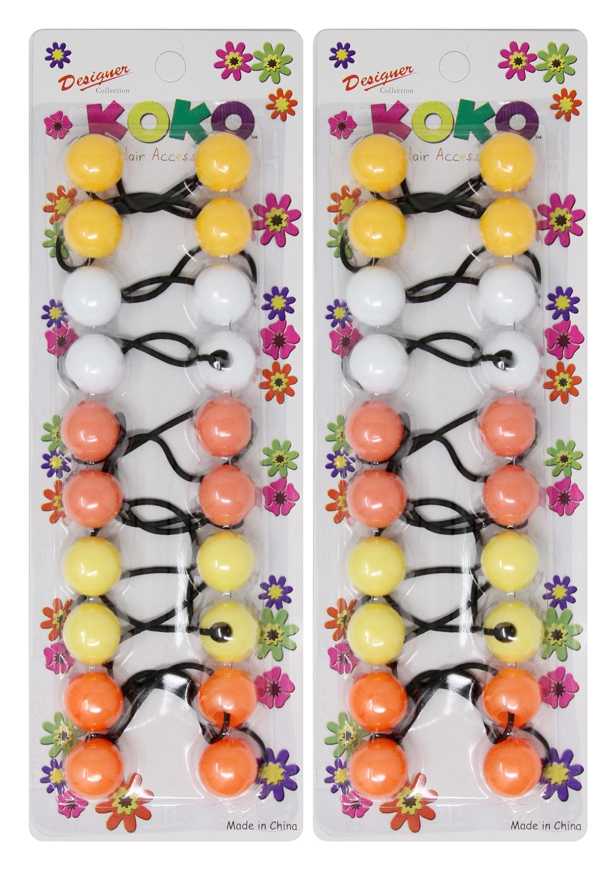 KOKO - Priemum 20 Pcs Bubble hair ties. Elastics Ties 18mm Ball Bubble Ponytail Holders. Colorful Elastic Accessories for Baby Kids Children Girls Women All Ages (Yellow Mix and Wt)
