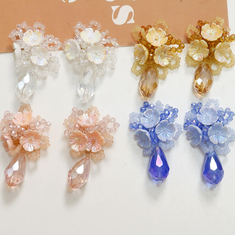 Crystal Water Drop Flower Beaded Hair Clip Accessories