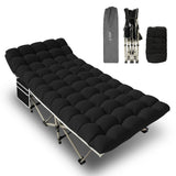 YELLOW JACKET Folding Camping Cot for Adults600LBS Max Load28" Wide Sleeping Cot with Removable Thick Mattress Portable Foldable Camping Bed with Carry Bag for CampHomeOfficeTravelBlack