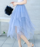 High Waist Irregular Mesh A-Line Puff Skirt for Women