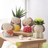 Cartoon Girl Succulent Planter - Cute Home Decor