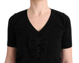 MARGHI LO' Black 100% Lana Wool Blouse Women T-shirt Top