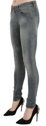 PLEIN SUD Blue Washed Low Waist Slim Fit Skinny Denim Casual Jeans