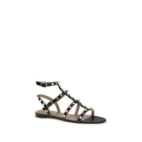 Valentino Garavani Black Calf Leather Bos Taurus Sandals