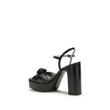 Valentino Garavani Black Calf Leather Bos Taurus Platform Sandals