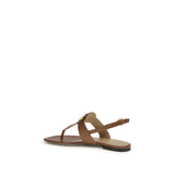 Valentino Garavani Brown Calf Leather Bos Taurus Flat Sandals
