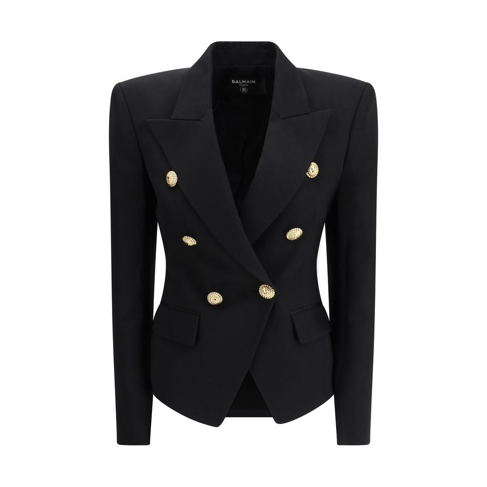 Balmain Black Wool Jackets And Coat