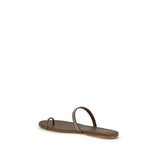Pedro García Brown Silk Flat Sandals