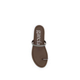 Pedro García Brown Silk Flat Sandals