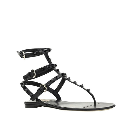 Valentino Garavani Black Calfskin Strap-On Sandals