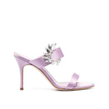 Manolo Blahnik Purple Silk Stiletto Heel Sandals