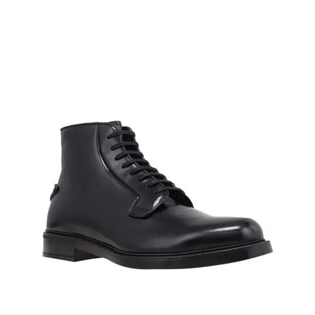Prada Black Calfskin Lace-Up Boots