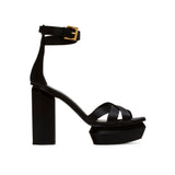 Balmain Black Silk Platform Sandals
