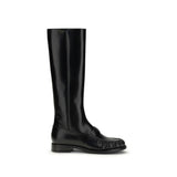 Prada Black Calf Leather Bos Taurus Boots