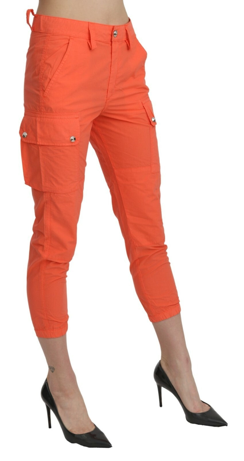 CYCLE Cotton Orange High Waist Skinny Cropped Trouser Pants